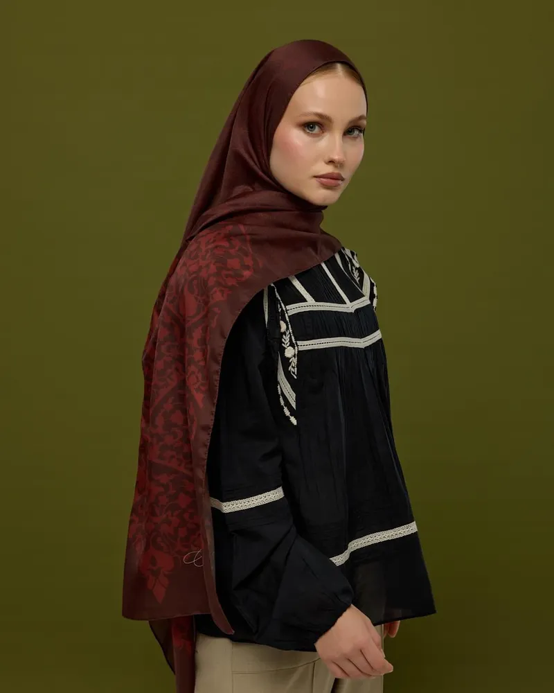 Kestane Kabuğu & Tuzlu Karamel Saraylı Desen Şal - 13 · görsel 4