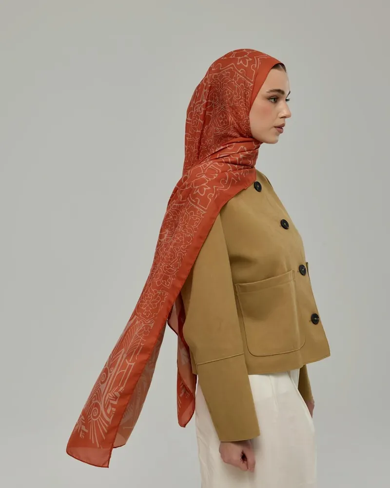 Kiremit & Krem Gölgesi Harem Rüyası Desen Şal - 29 · görsel 4