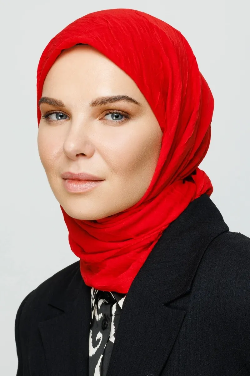 Kırmızı Bambu Eşarp