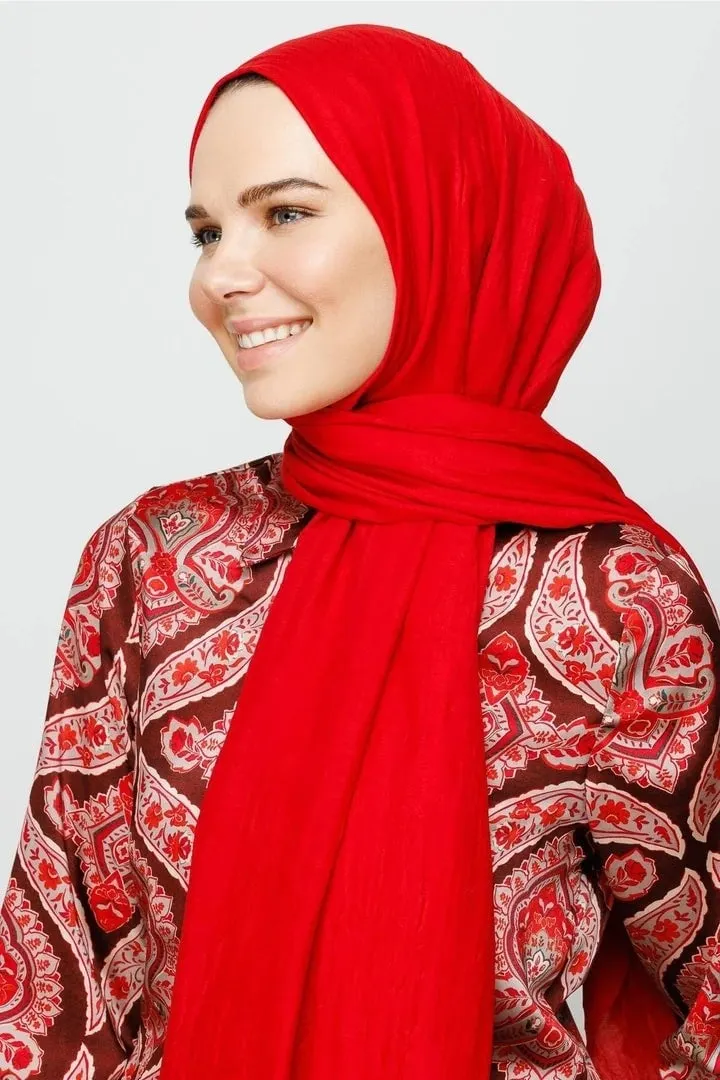 Kırmızı Bambu Şal