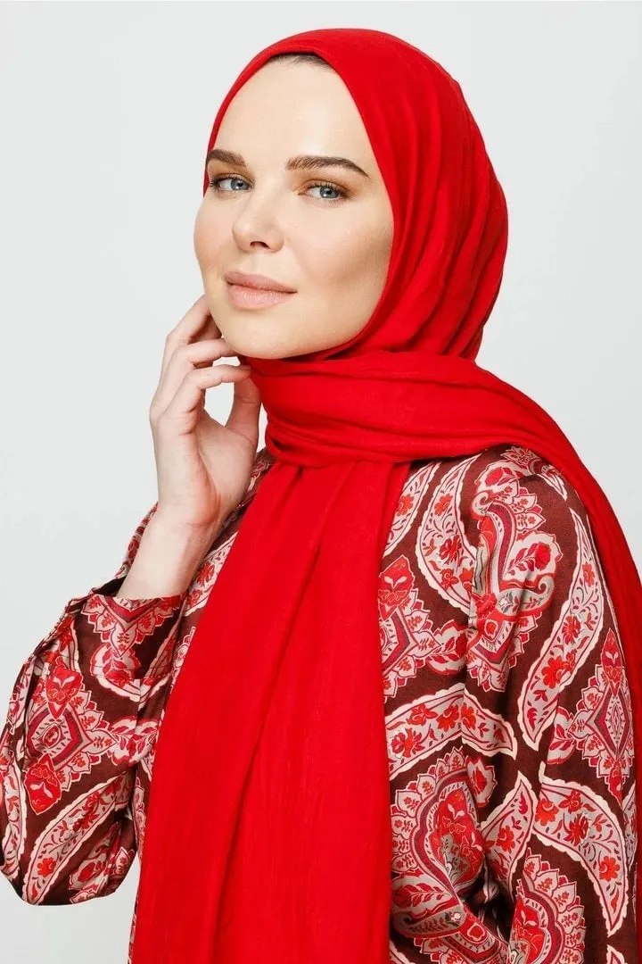 Kırmızı Bambu Şal