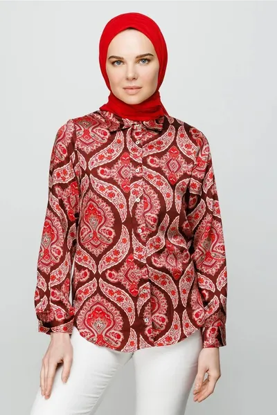 Kırmızı Piliseli Bambu Eşarp · Kırmızı