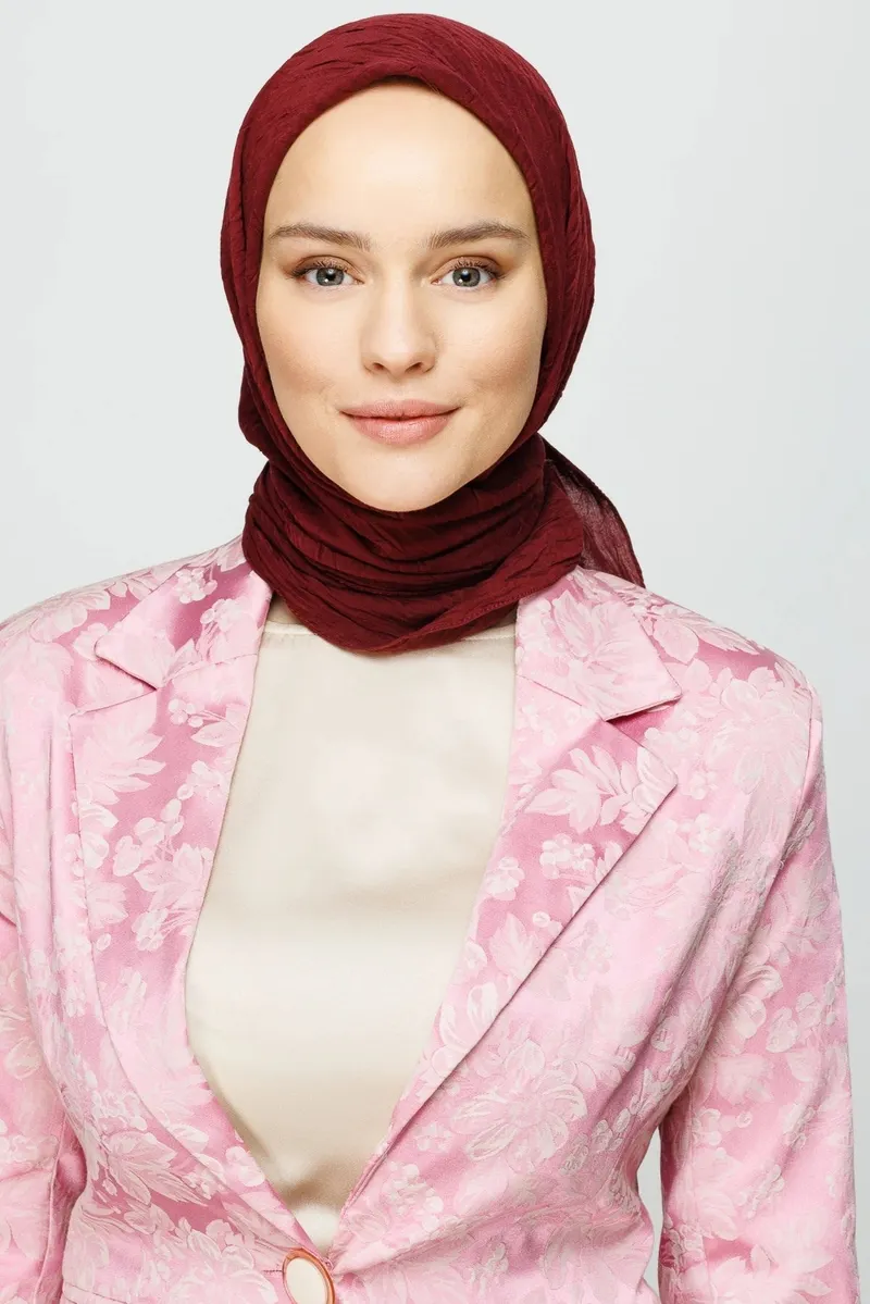 Koyu Bordo Bambu Eşarp