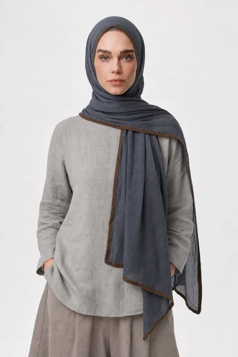 Koyu Gri Müslin Şal