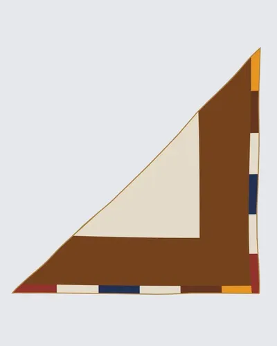 Krem & Taba / Renkli Bordür - Minimal Blok Desenli Kaşmir Omuz Şalı · Krem