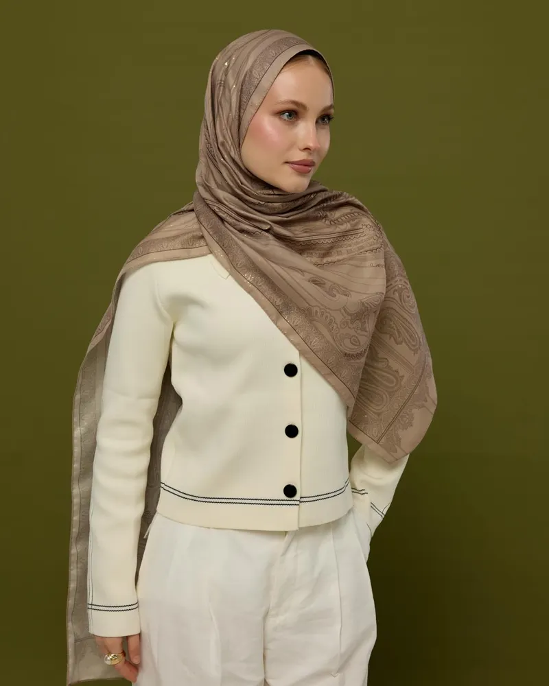 Krem Tarçını & Kakao Hürrem Desen Şal - 36