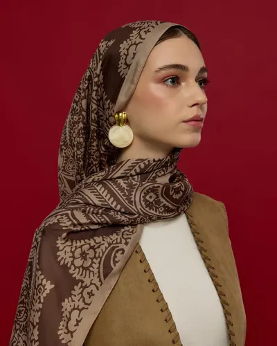 Krem Tarçını & Kakao Sultani Desen Şal - 36 · Krem Tarçını