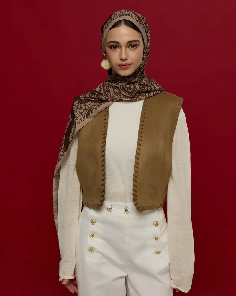 Krem Tarçını & Kakao Sultani Desen Şal - 36 · görsel 2