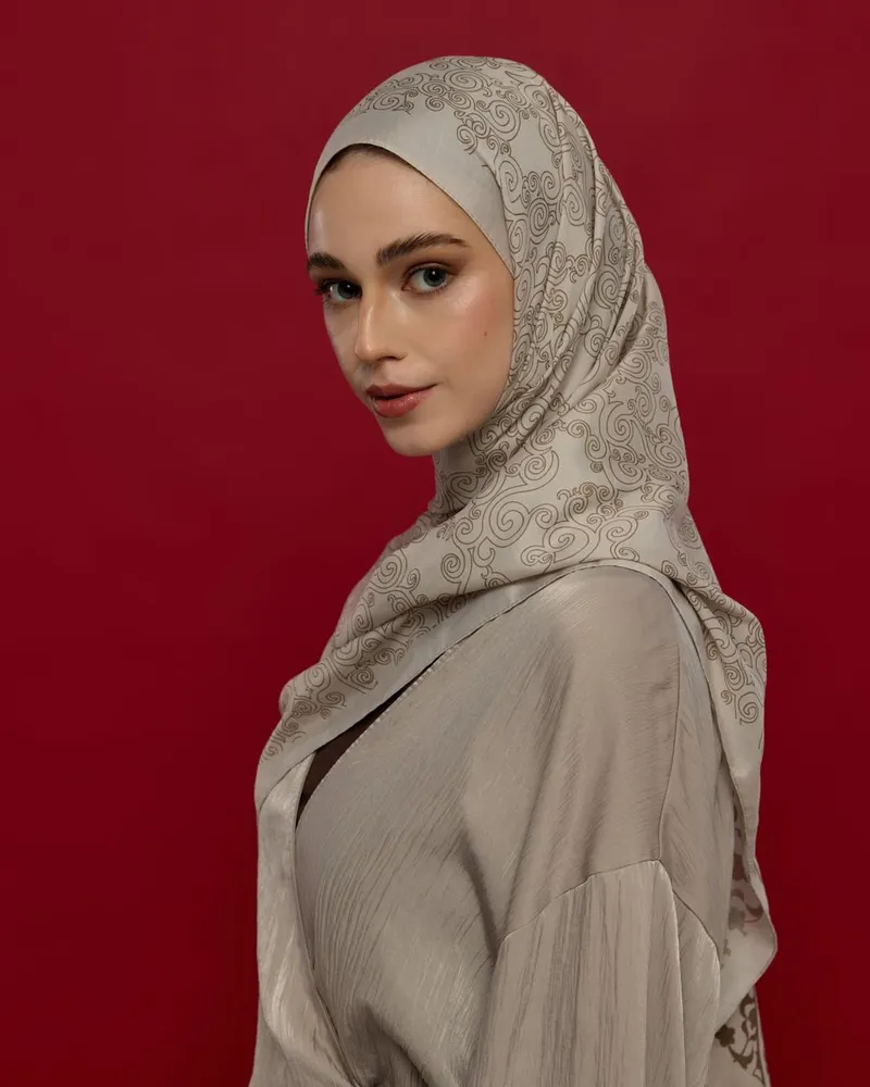 Krem & Toprak Saraylı Desen Şal - 16