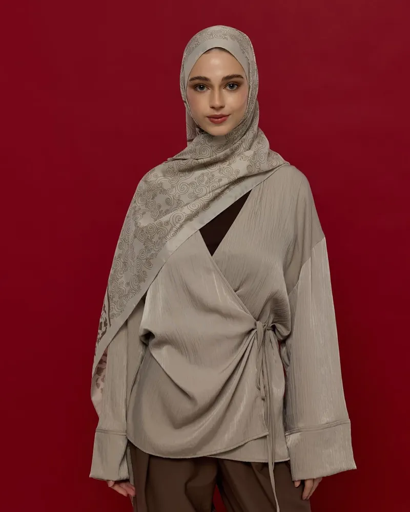 Krem & Toprak Saraylı Desen Şal - 16