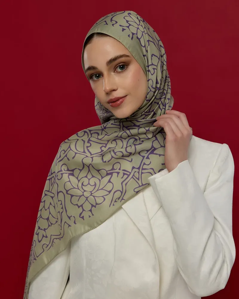 Krem Zencefil & Menekşe Harem Rüyası Desen Şal - 04