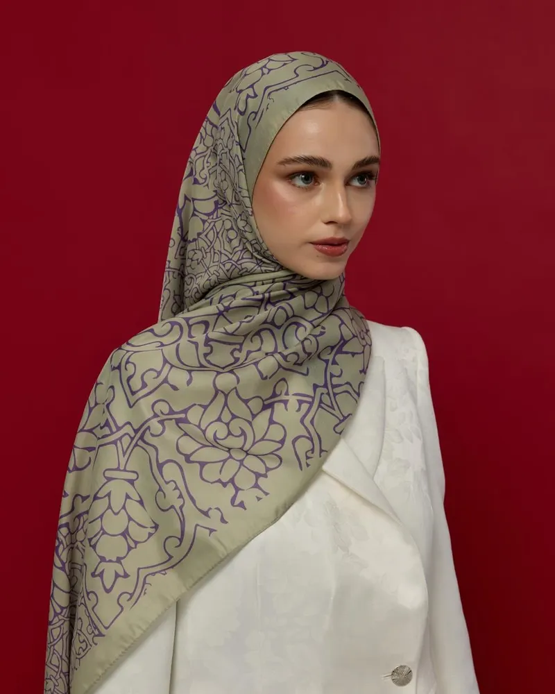 Krem Zencefil & Menekşe Harem Rüyası Desen Şal - 04