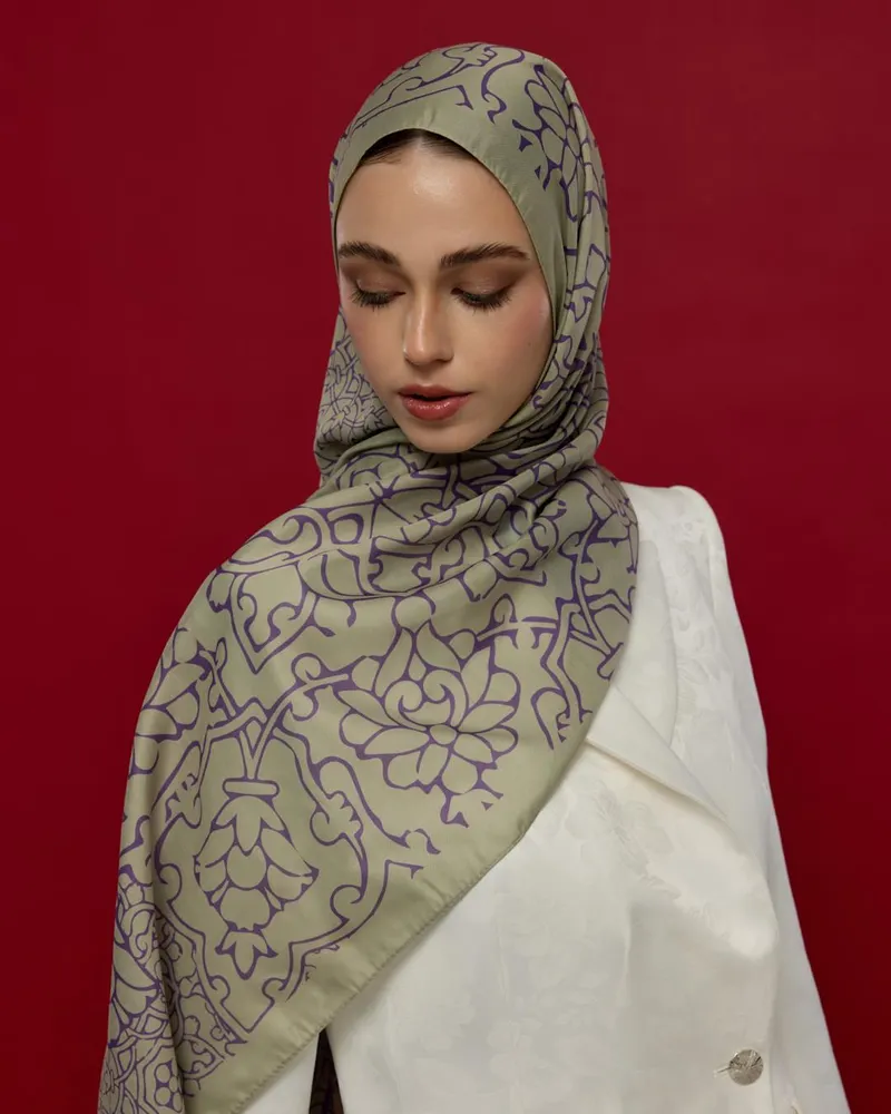 Krem Zencefil & Menekşe Harem Rüyası Desen Şal - 04