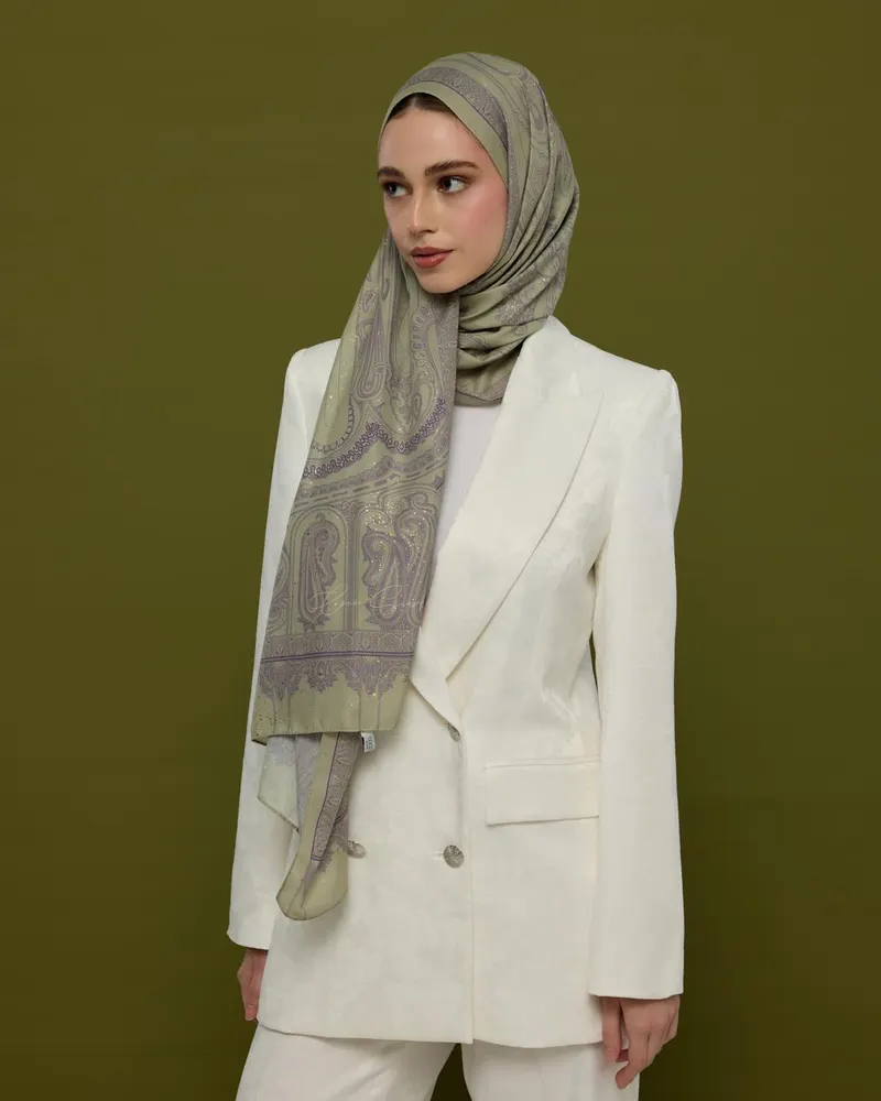 Krem Zencefil & Menekşe Hürrem Desen Şal - 04