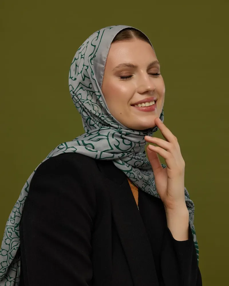 Krem & Zümrüt Harem Rüyası Desen Şal - 56