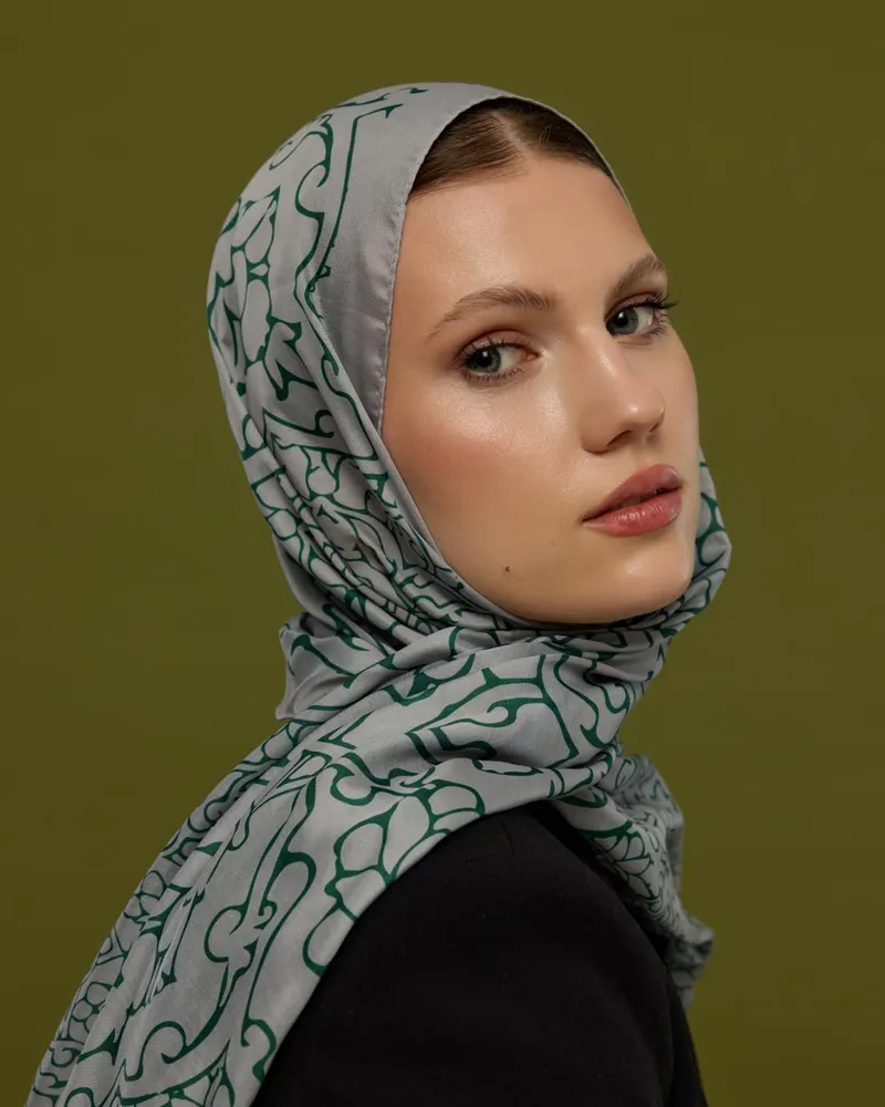 Krem & Zümrüt Harem Rüyası Desen Şal - 56