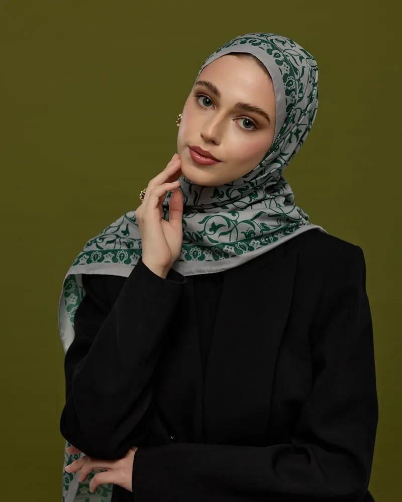 Krem & Zümrüt Lale Bahçesi Desen Şal - 56 · görsel 4