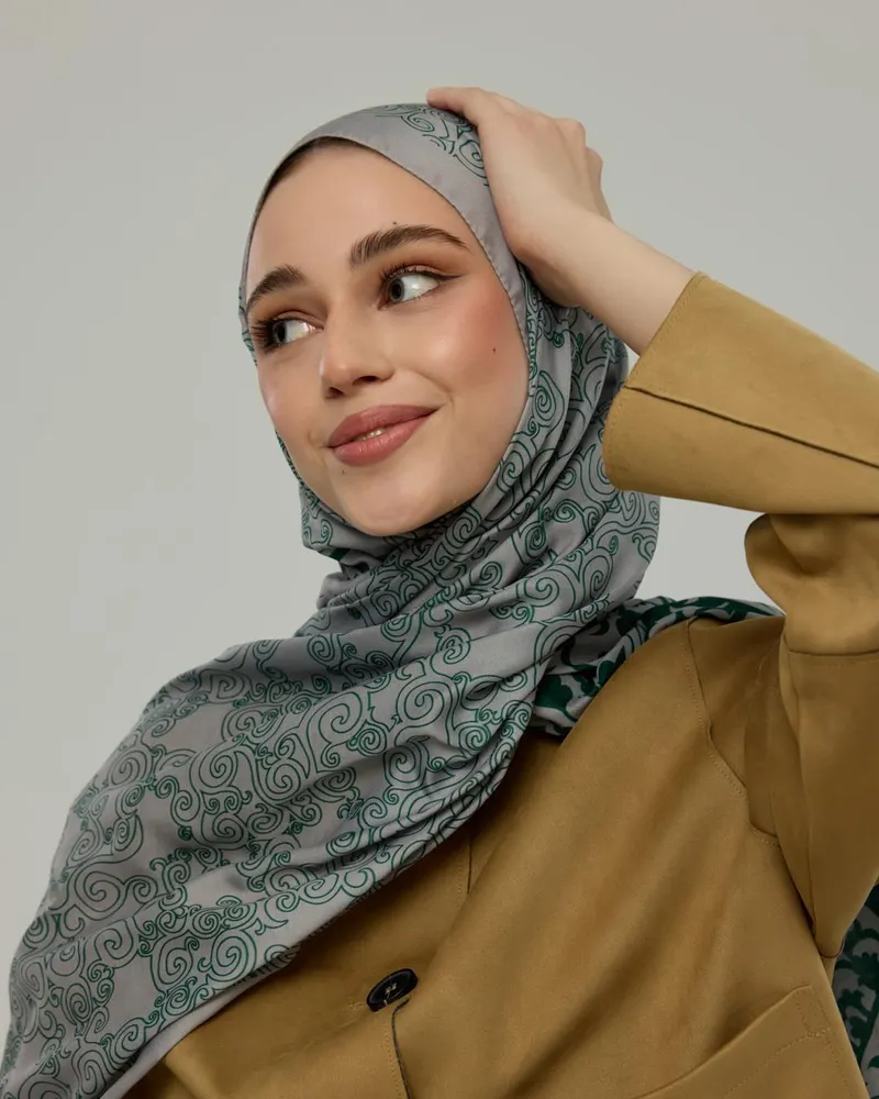 Krem & Zümrüt Saraylı Desen Şal - 56
