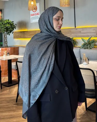 Kül Gri Imannoor Ester Desen Pamuk Jakar Şal · Kül Gri Imannoor