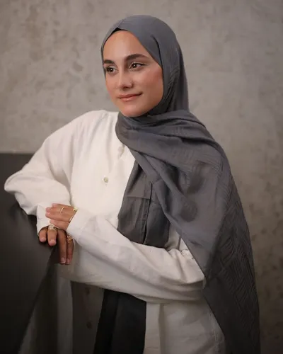 Kül Gri Imannoor Ritim Desen Pamuk Jakar Şal · Kül Gri Imannoor