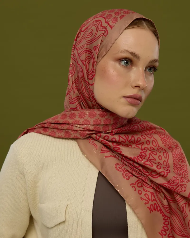 Kum Beji & Nar Çiçeği Bala Hatun Desen Şal - 08