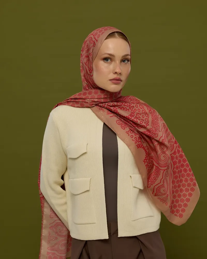 Kum Beji & Nar Çiçeği Bala Hatun Desen Şal - 08