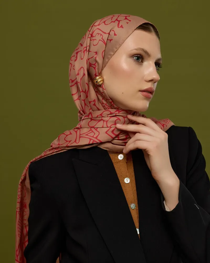 Kum Beji & Nar Çiçeği Harem Rüyası Desen Şal - 08