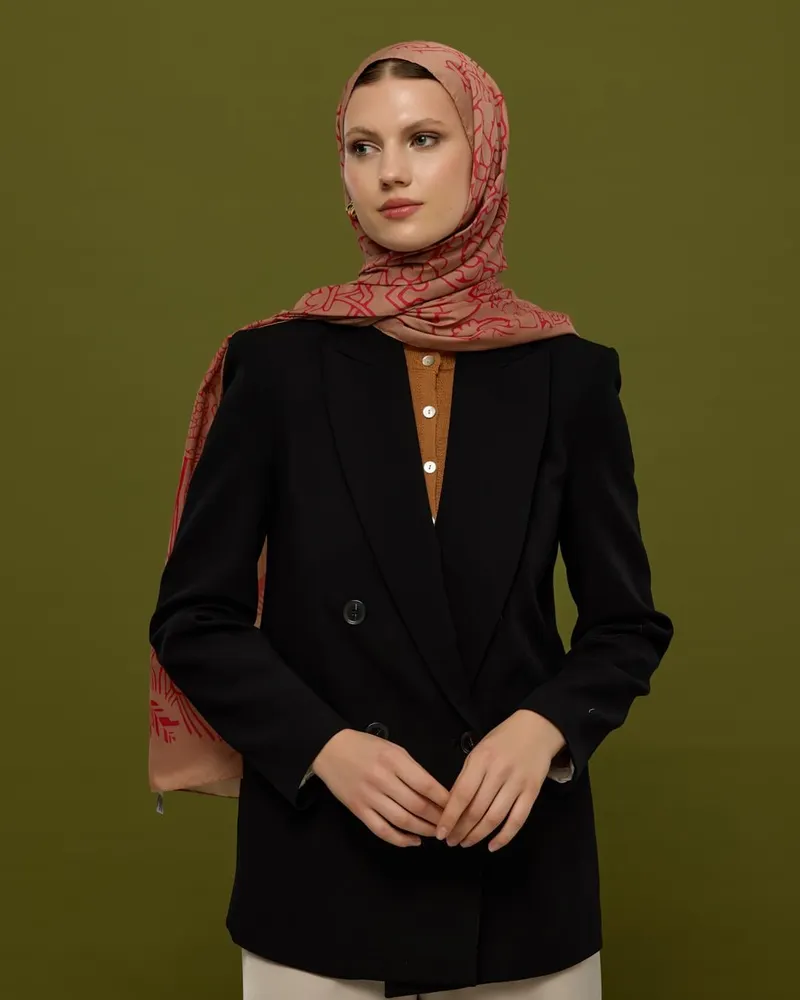Kum Beji & Nar Çiçeği Harem Rüyası Desen Şal - 08