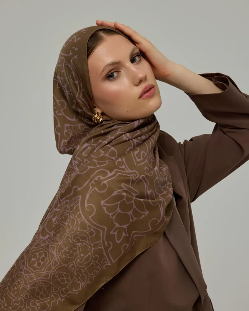 Kumral & Leylak Gölgüsü Harem Rüyası Desen Şal - 33