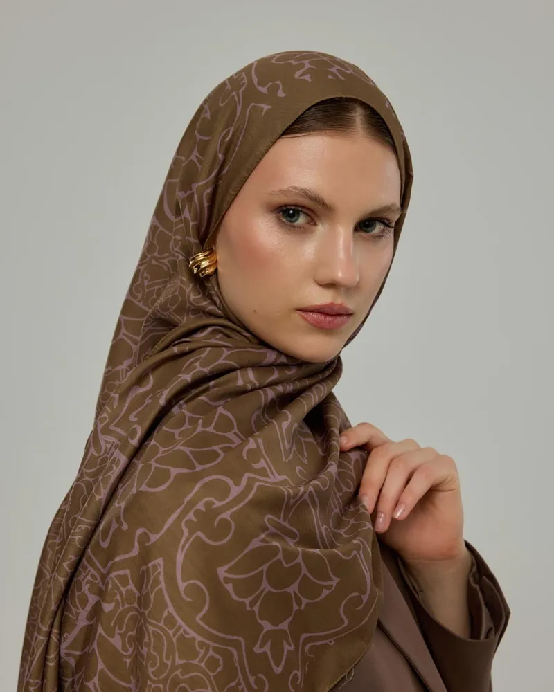 Kumral & Leylak Gölgüsü Harem Rüyası Desen Şal - 33
