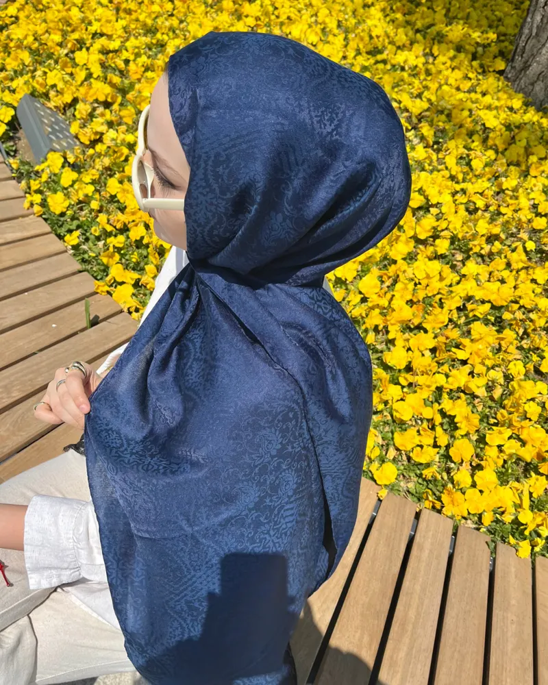 Lacivert Lavin Desen Jakar Şal