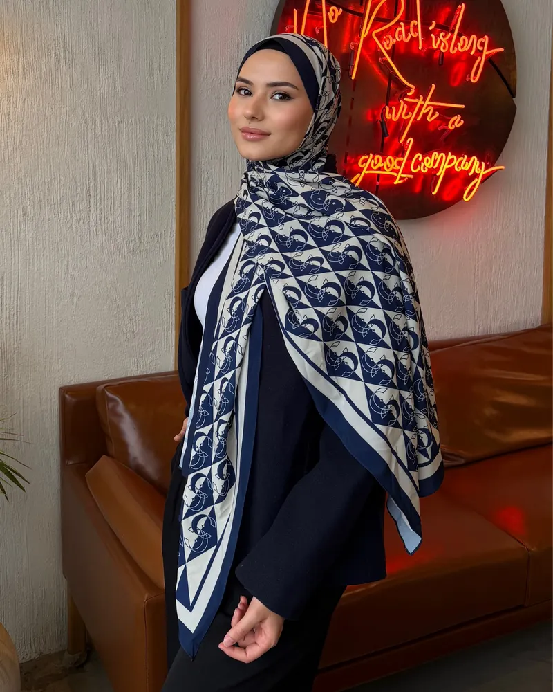 Lacivert Legacy Vual İpek Şal