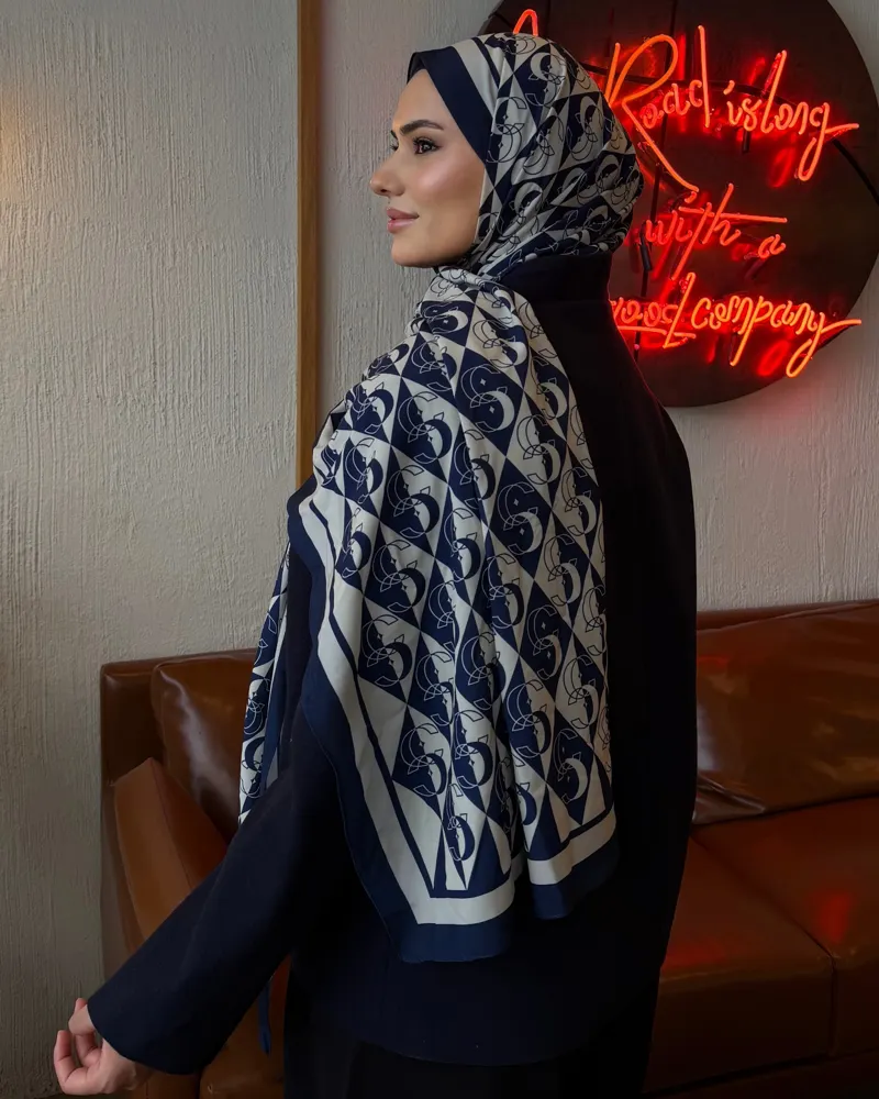 Lacivert Legacy Vual İpek Şal