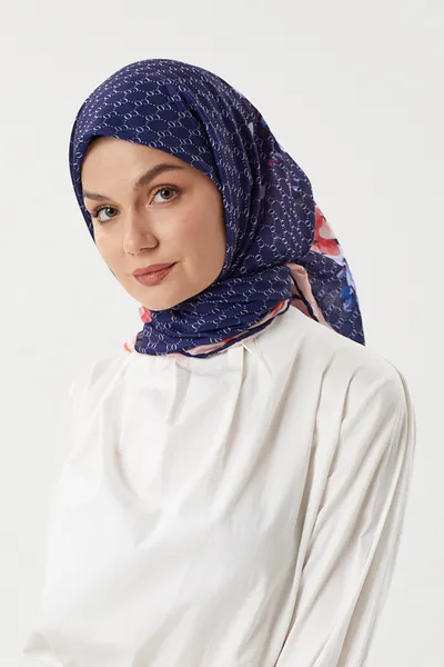 Lacivert - Rose Pamuk Eşarp · Lacivert