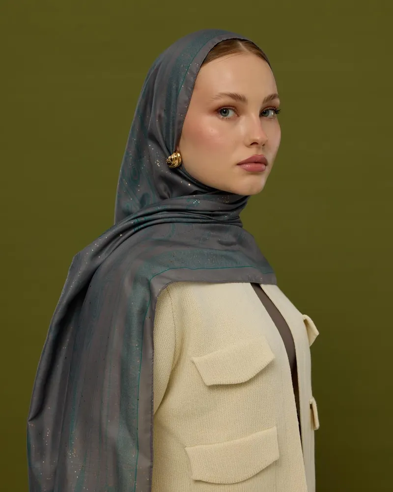 Lavanta Çizgisi & Zümrüt Hürrem Desen Şal - 54