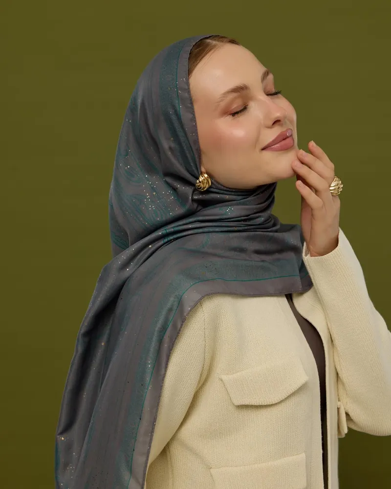 Lavanta Çizgisi & Zümrüt Hürrem Desen Şal - 54