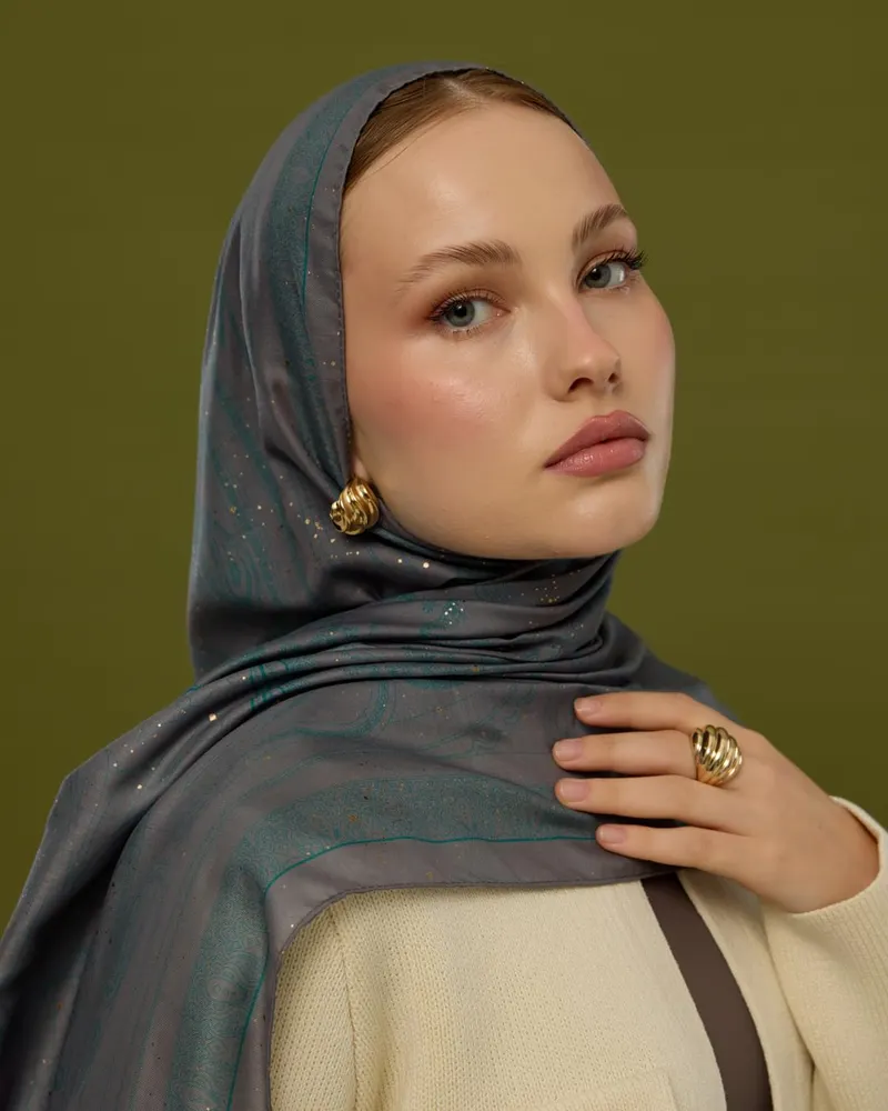 Lavanta Çizgisi & Zümrüt Hürrem Desen Şal - 54