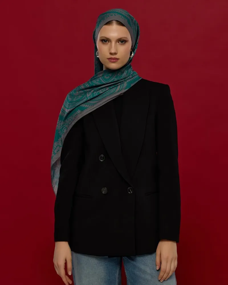 Lavanta Çizgisi & Zümrüt Sultani Desen Şal - 54