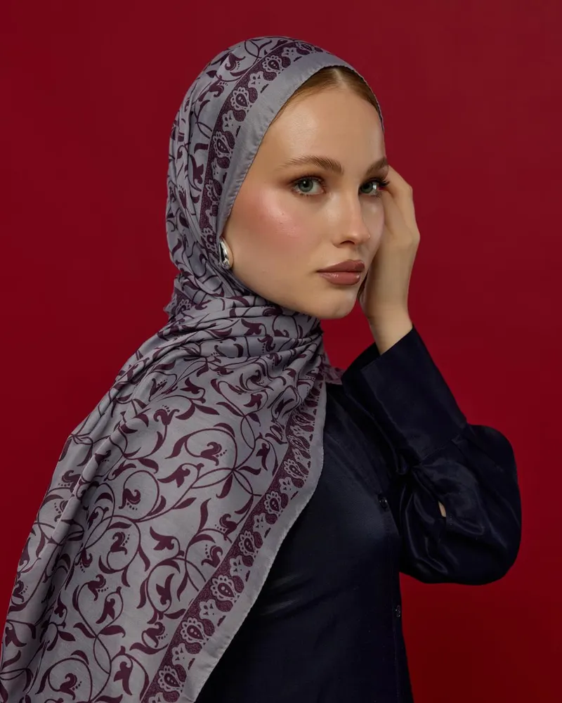 Leylak & Erguvani Lale Bahçesi Desen Şal - 02