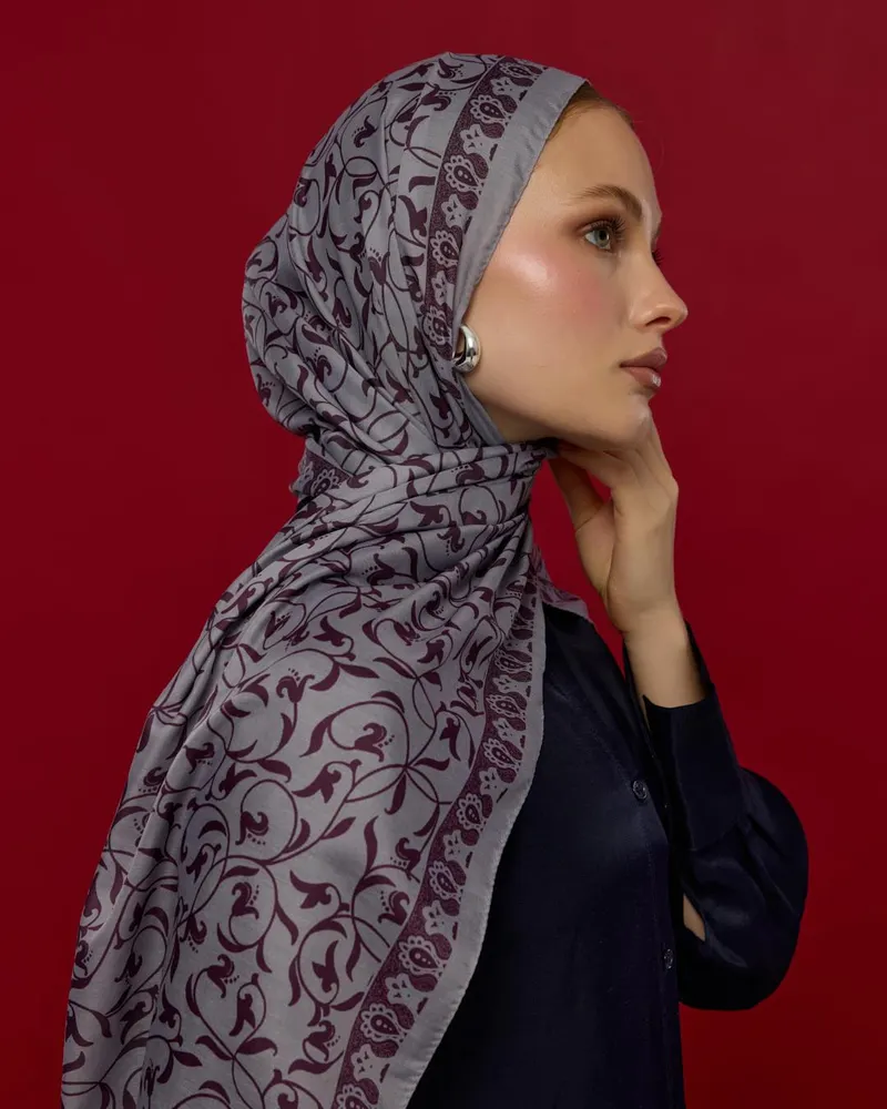 Leylak & Erguvani Lale Bahçesi Desen Şal - 02