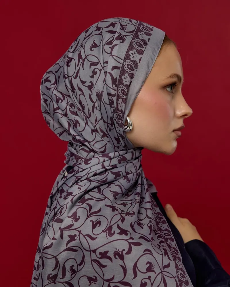 Leylak & Erguvani Lale Bahçesi Desen Şal - 02