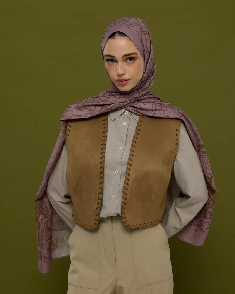 Leylak Gölgüsü & Kumral Harem Rüyası Desen Şal - 34