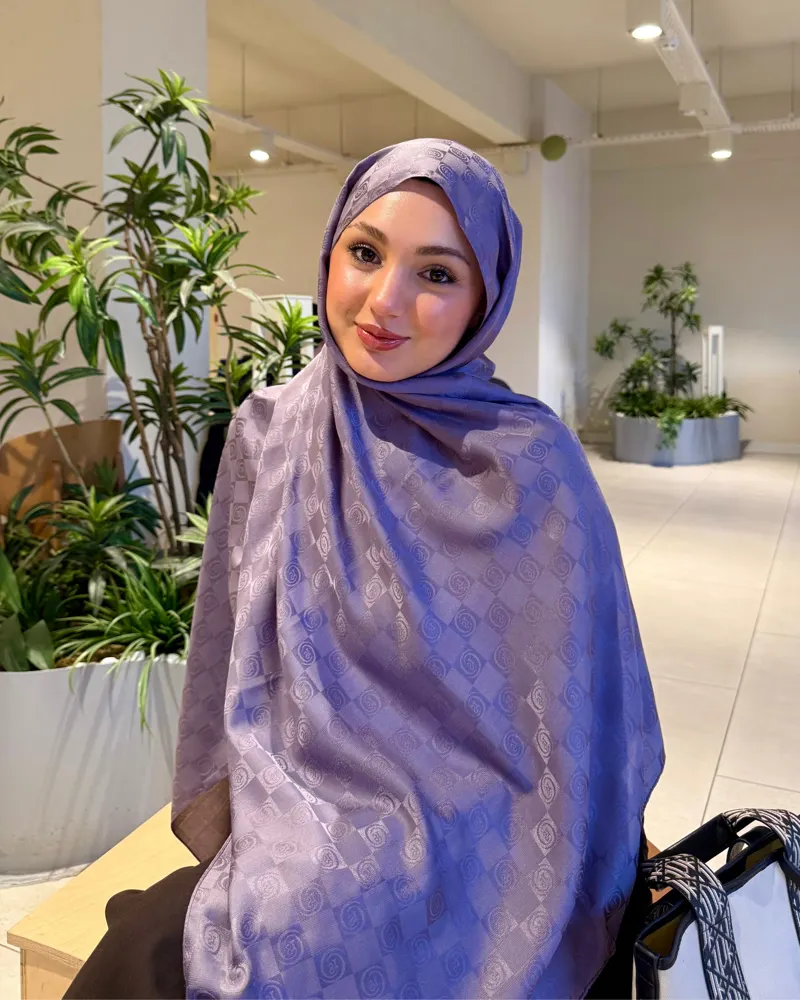 Lila Damier Desen Jakar Şal · görsel 2