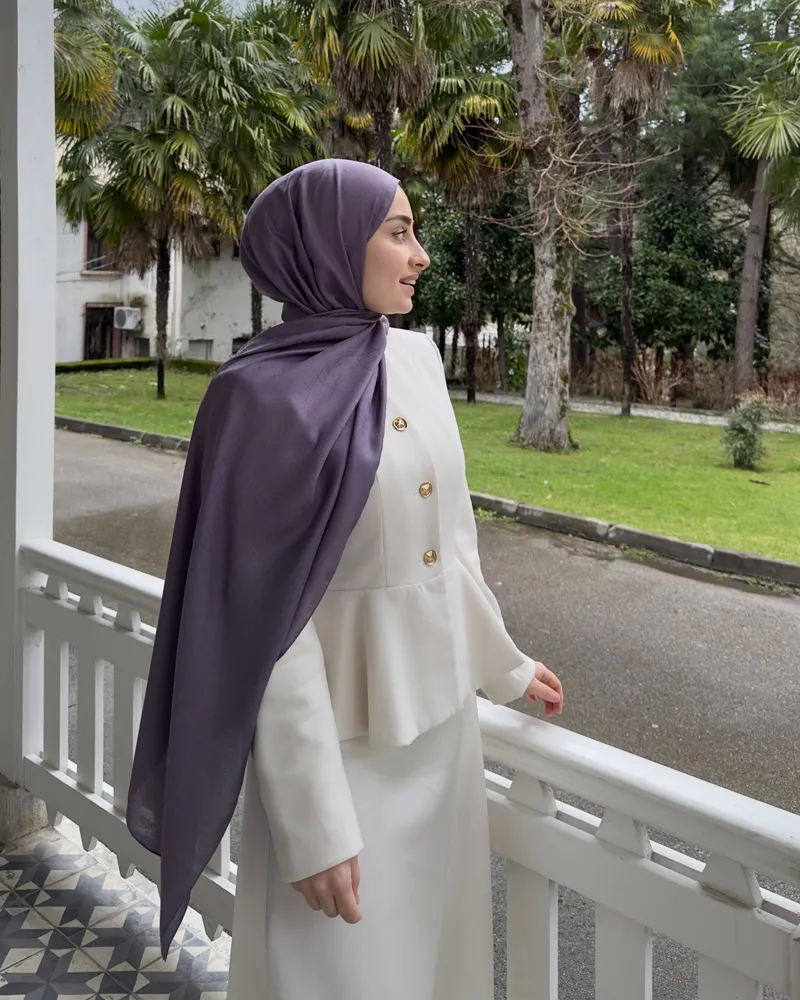 Lila Döngü Desen Jakar Şal