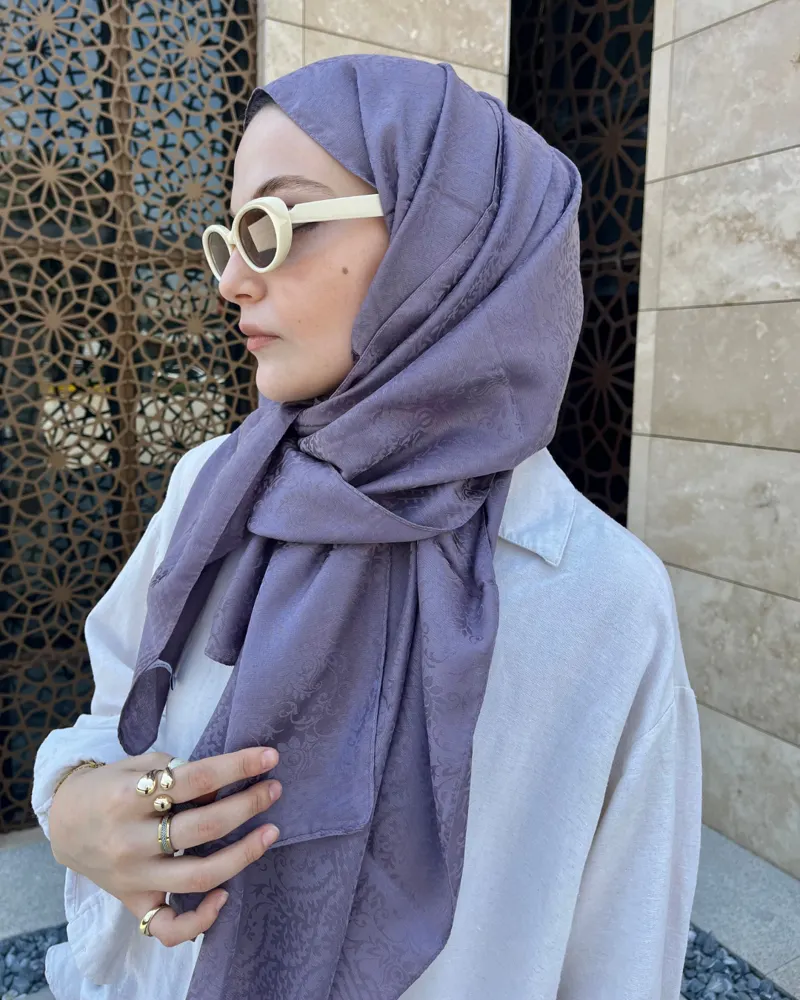 Lila Lavin Desen Jakar Şal