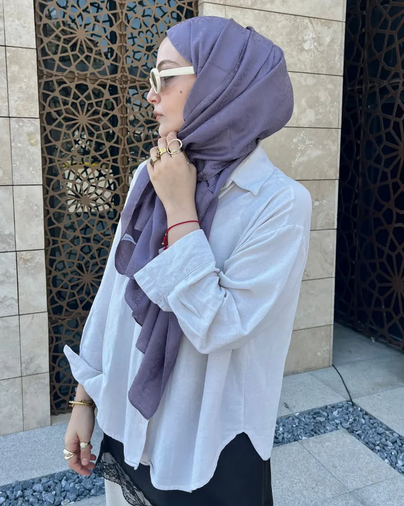 Lila Lavin Desen Jakar Şal