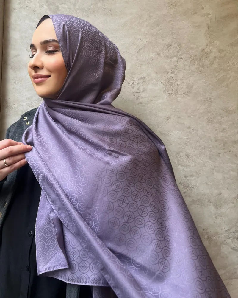 Lila Luxe Desen Jakar Şal