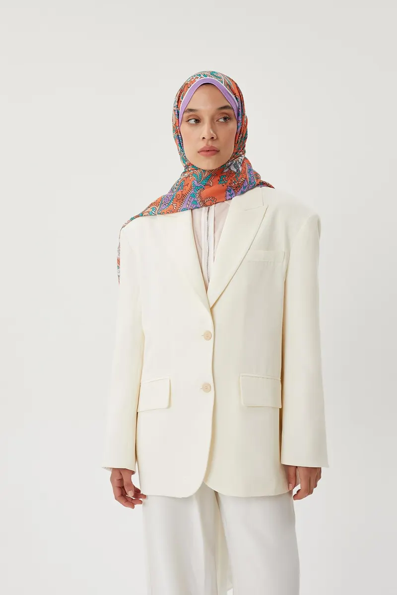Lila & Turuncu Retro Desen Şal · görsel 2