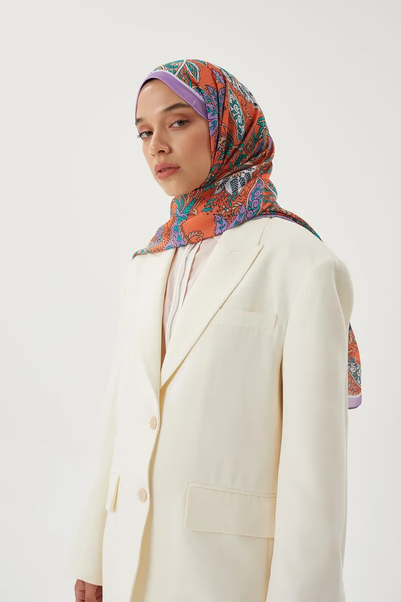 Lila & Turuncu Retro Desen Şal · görsel 3