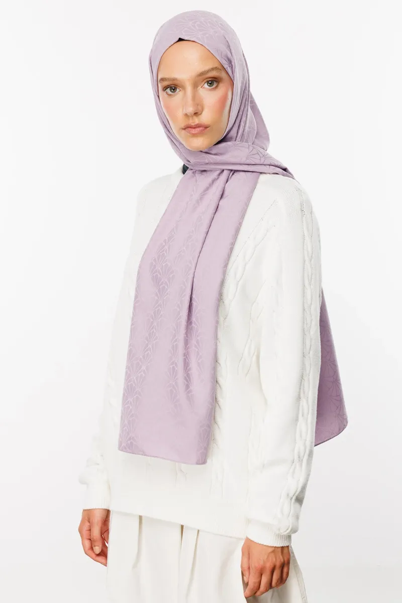 Lila Lotus Desen İpeksi Jakar Şal · görsel 2